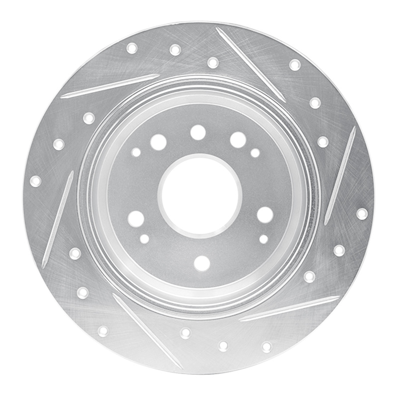 Acura TL Brake Rotor (1) - Rear Left - R1 Concepts - Drilled & Slotted - Silver - `99-`11